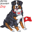 Vector dog breed Bernese mountain dog smiling